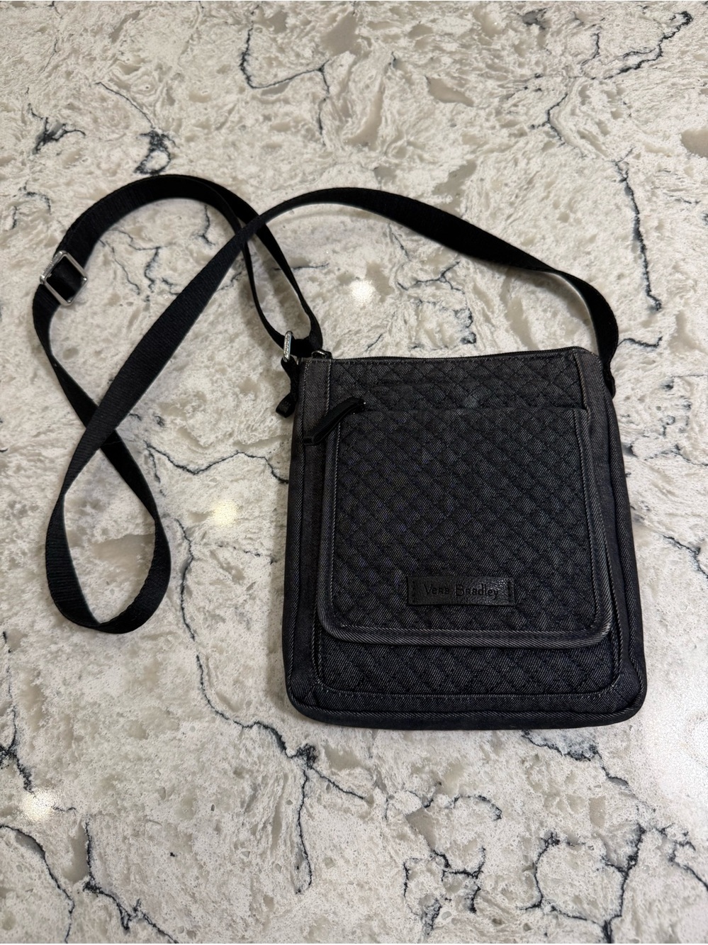 Vera Bradley Blue Denim Quilted Microfiber RFID Mini Hipster Crossbody Bag